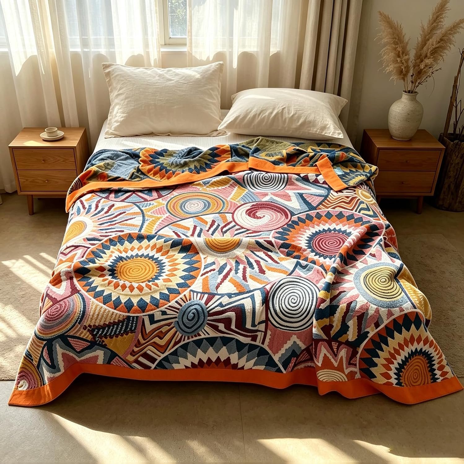 Deken, 150 x 200 cm, boho-sprei met franjes