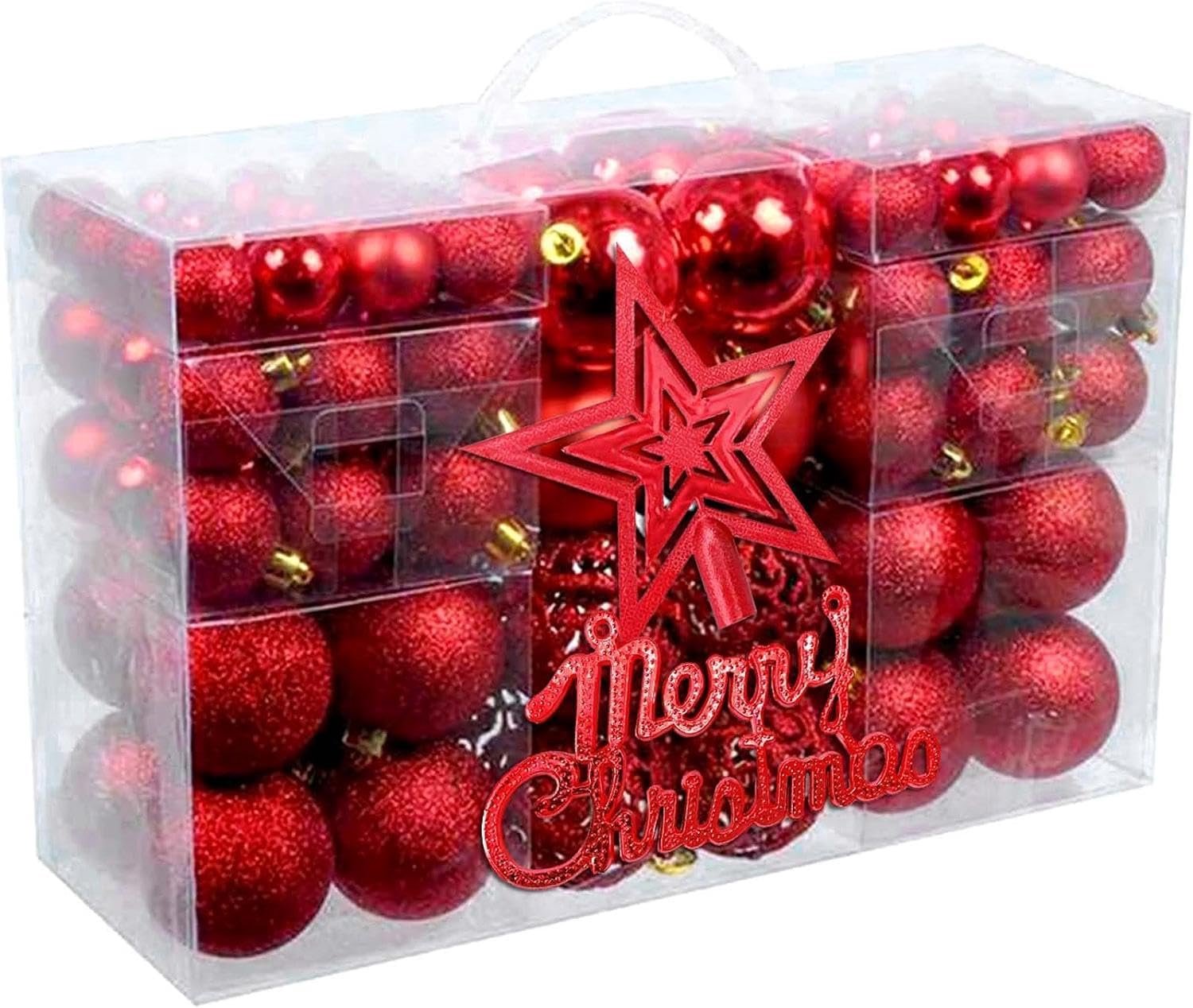 Kerstballen, blauw, 102 stuks, 6 cm/4 cm/2 cm, kunststof, kerstversiering