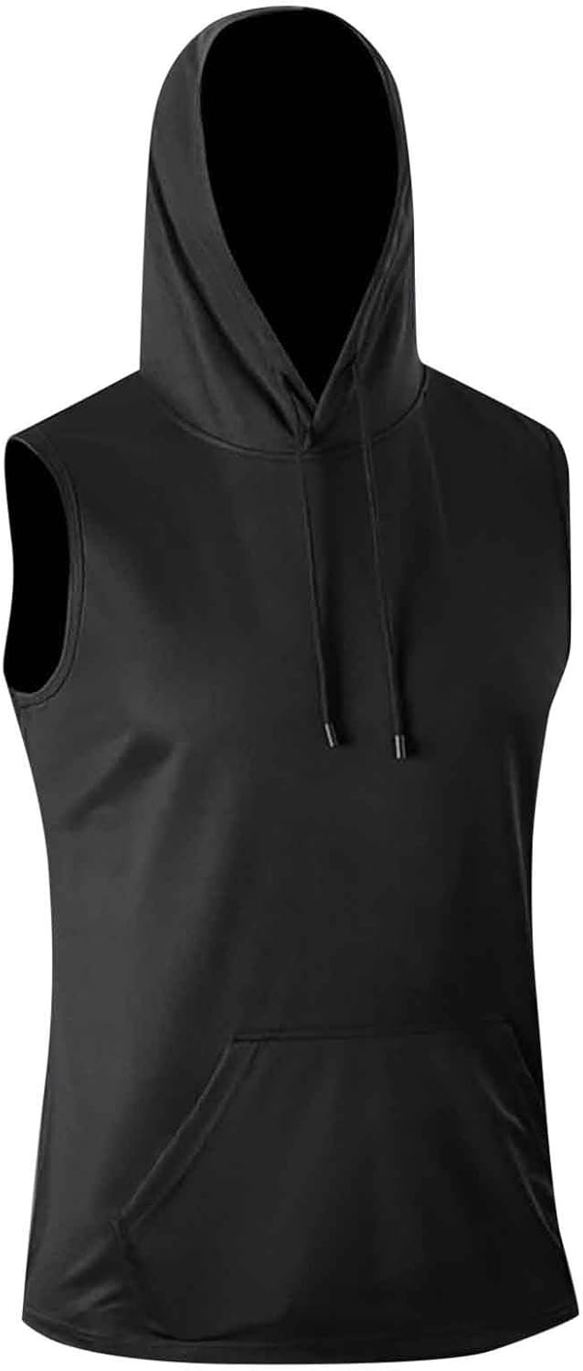 Sportshirt met capuchon voor heren, mouwloos, losse top voor spiertraining, cool design, nieuwe zomer 2025