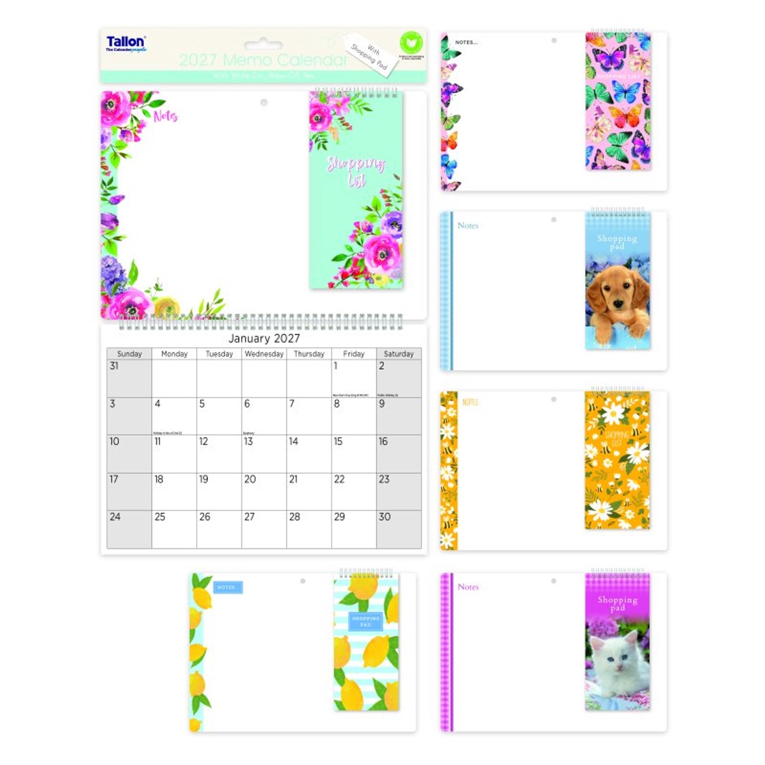 Memo Kalender met Shopping Pad & Pen
