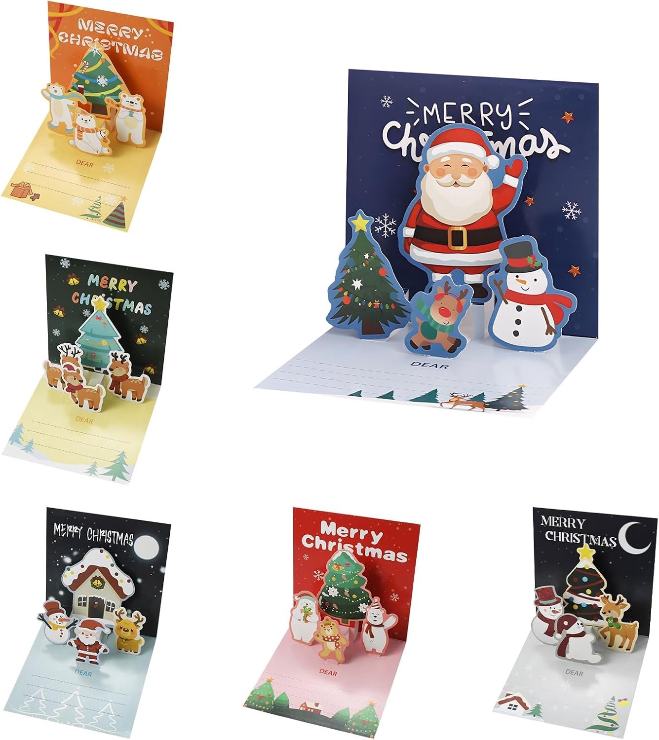 12 stuks kerstkaarten kerstkaart met 3D pop-up kerstman