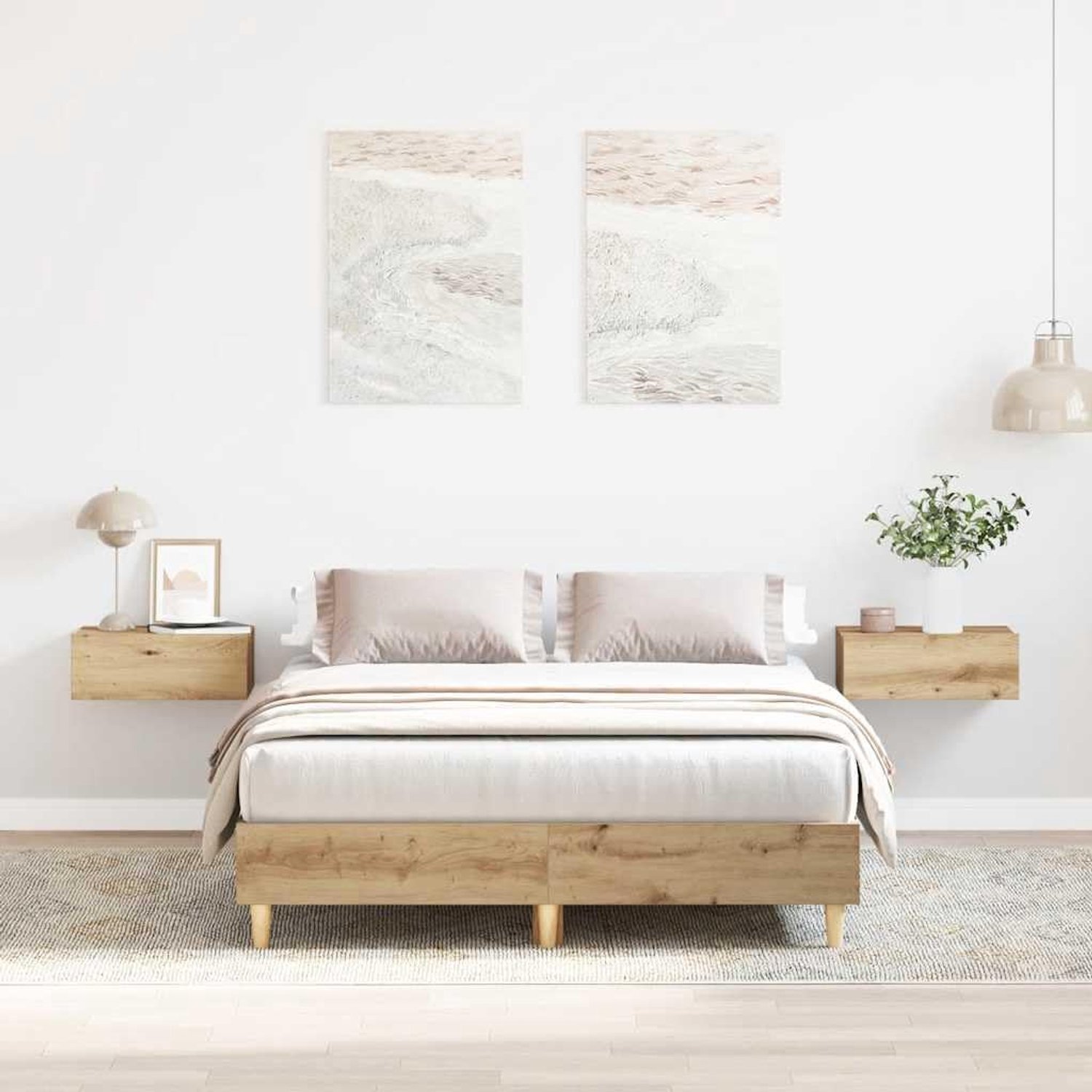 Eikenhout met lattenbodem stabiele slaapkamer 120x190 cm naturel