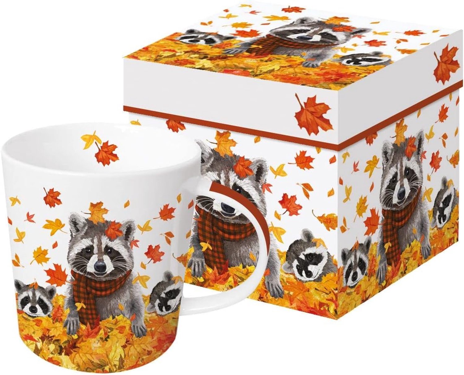 Koffiemok met Raccoon & Herfstbladeren - Cadeauset