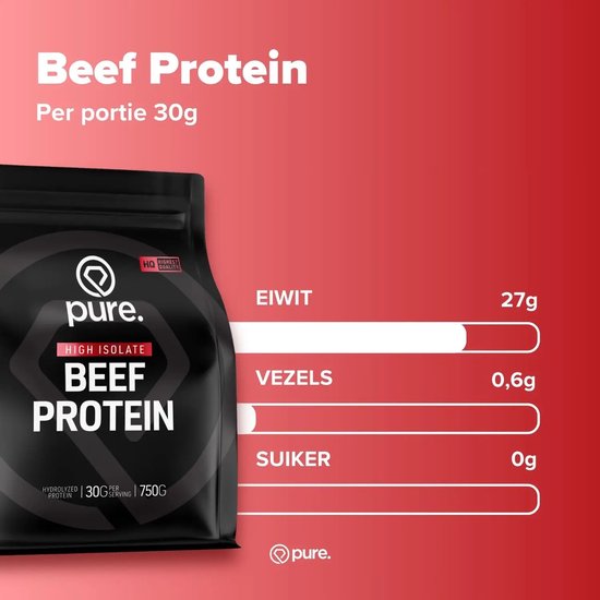 Pure. Beef Protein - Chocolade - 750g - eiwitpoeder - glutenvrij en lactosevrij — afbeelding 4