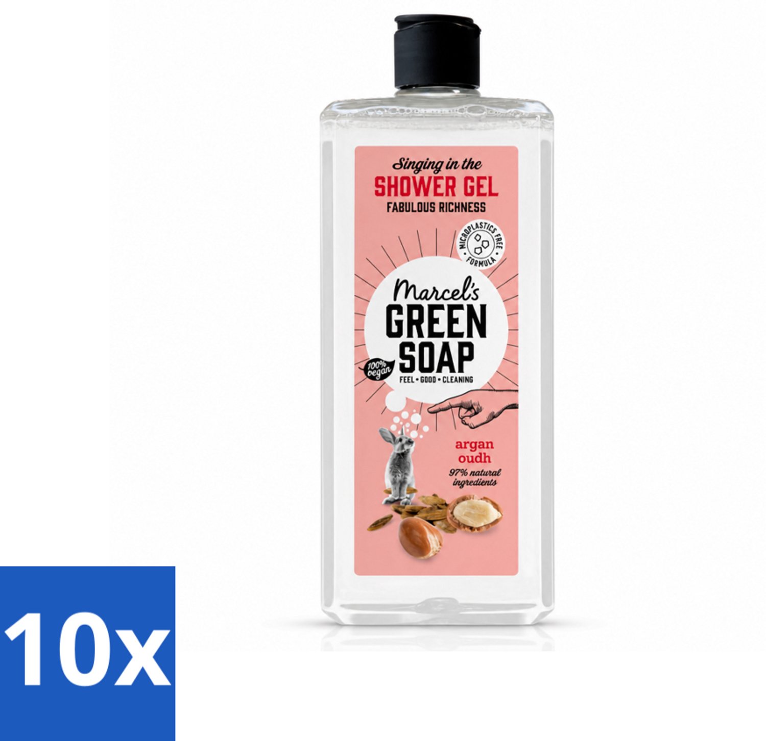 10 x Marcel's Green Soap - Douchegel - Argan & Oudh - Verzorgend & zacht - 300 ml - Voordeelverpakking - 10 stuks