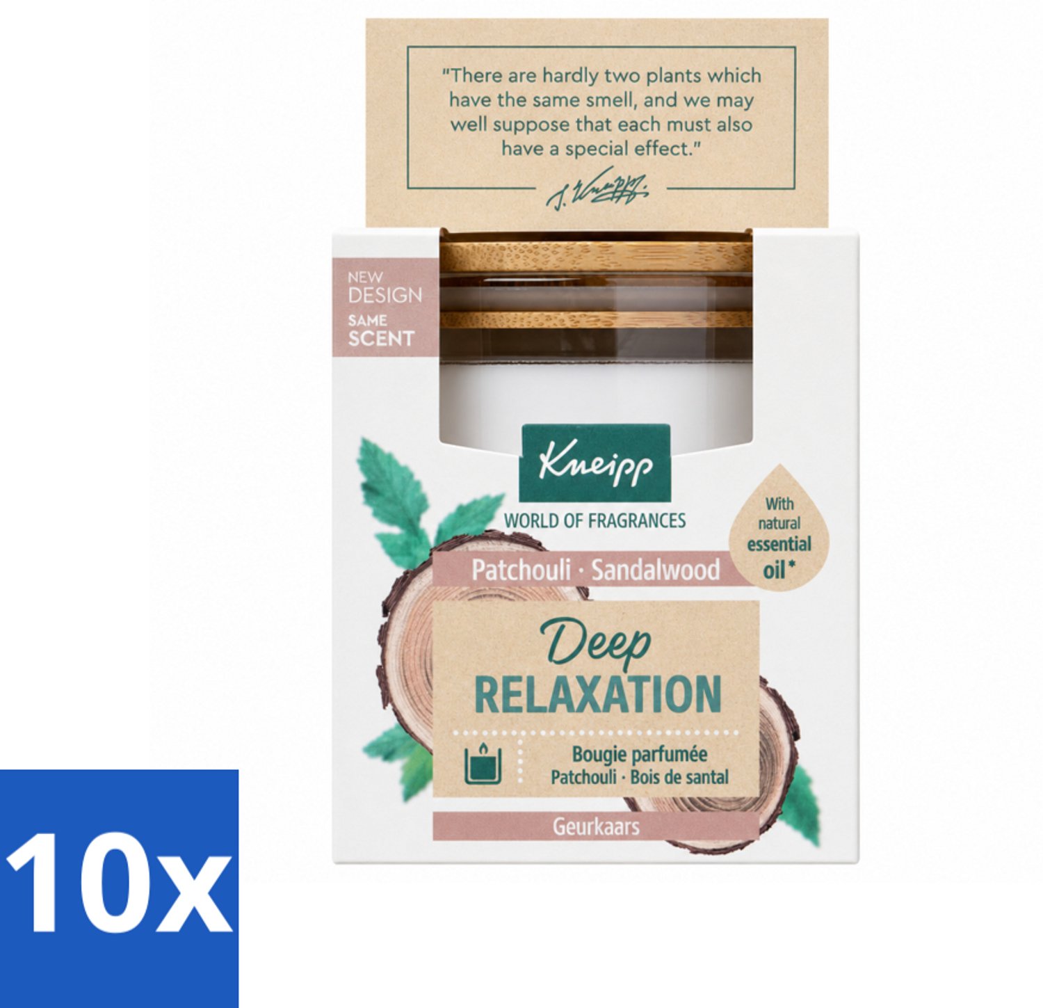 10 x Kneipp - Geurkaars - Deep Relaxation - Sandelhout & Patchouli - 20 branduren - Voordeelverpakking - 10 stuks