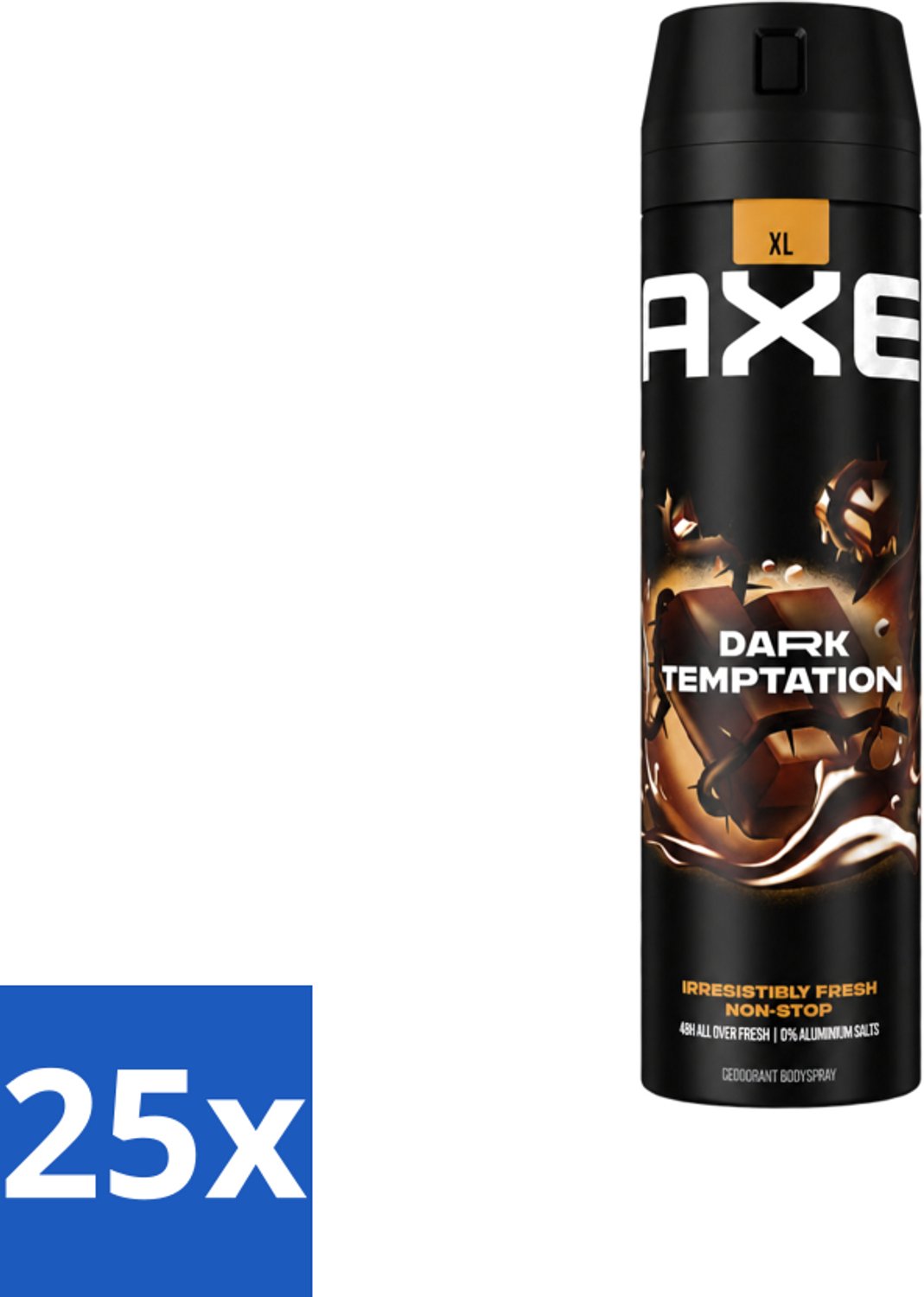 25 x AXE - Deodorant Spray - Dark Temptation - Chocoladegeur - Verleidelijk Fris - 200 ml - Voordeelverpakking - 25 stuks