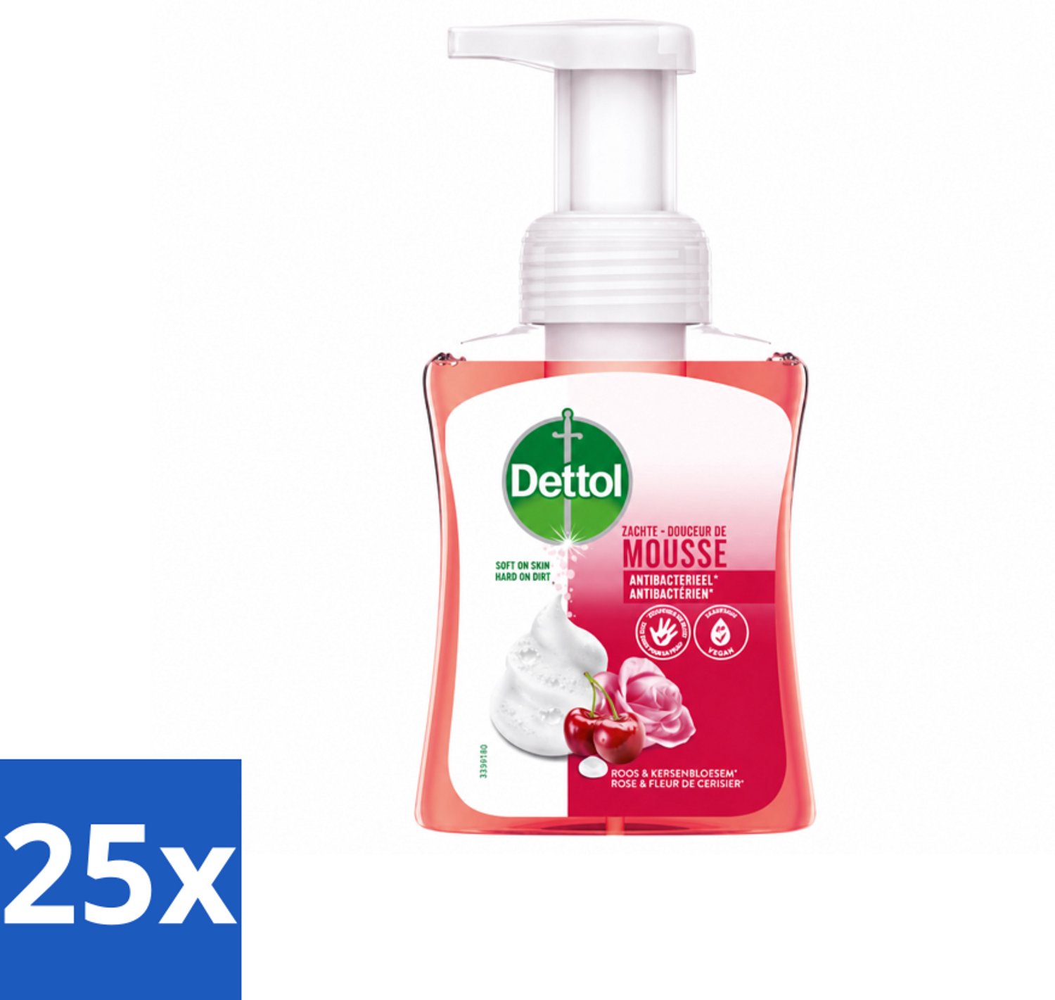 25 x Dettol - Foam Handzeep - Rozen & Kersenbloesem - Zacht Mouse - 250 ml - Voordeelverpakking - 25 stuks