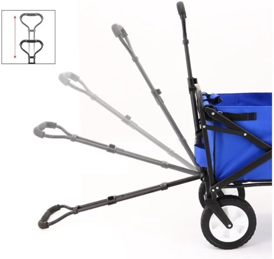 Opvouwbare tuinkar op wielen - zware festivalwagen voor buiten, kamperen, vissen, strand en picknick, gemakkelijk te vervoeren en op te bergen (blauw) — afbeelding 2