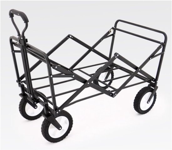 Opvouwbare tuinkar op wielen - zware festivalwagen voor buiten, kamperen, vissen, strand en picknick, gemakkelijk te vervoeren en op te bergen (blauw) — afbeelding 4