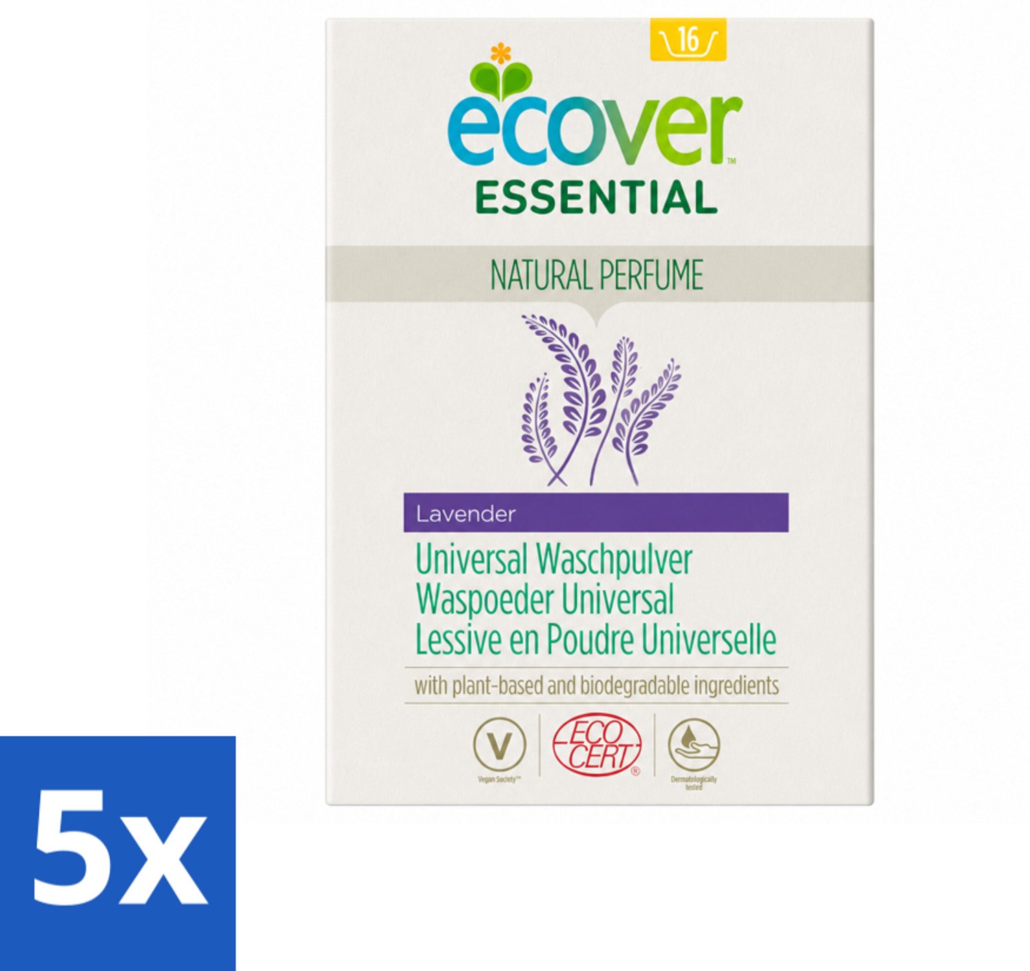 5 x Ecover - Waspoeder Essential - Universal - 1,2 kg - Voordeelverpakking - 5 stuks