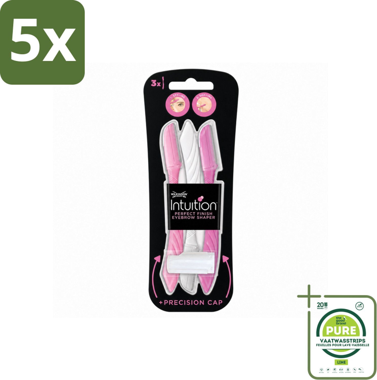 5 x Wilkinson Intuition - Navulmesjes - Wenkbrauw Shaper - Precisie - 3 mesjes - Grootverpakking - Vaatwasstrips - Wenkbrauw Shaper - Haartjes Verwijderen - Exfoliatie - Huid Verzorgen - Precisie