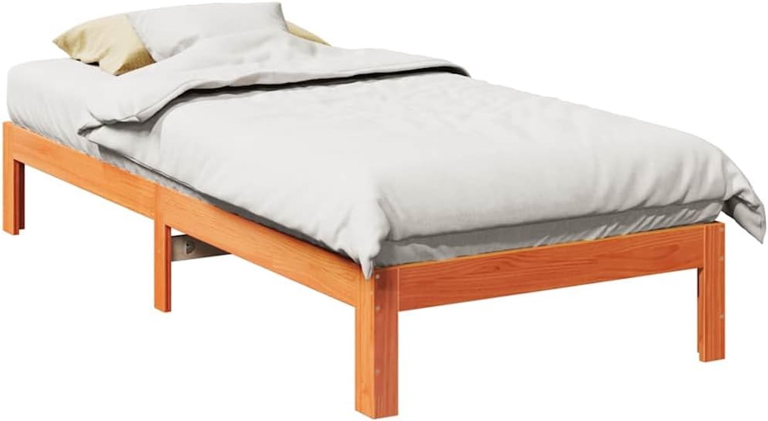 Houten bed zonder matras, wasbruin, 80 x 200 cm, grenenhout met lattenbodem voor een goede nachtrust, stabiel frame en innovatieve verbinding voor flexibele slaapplaatsen