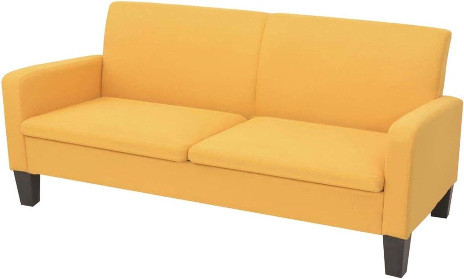 3-zitsbank geel 180 x 65 x 76 cm met grenen frame en zachte stoffen bekleding voor gestoffeerde meubels en zitmeubels