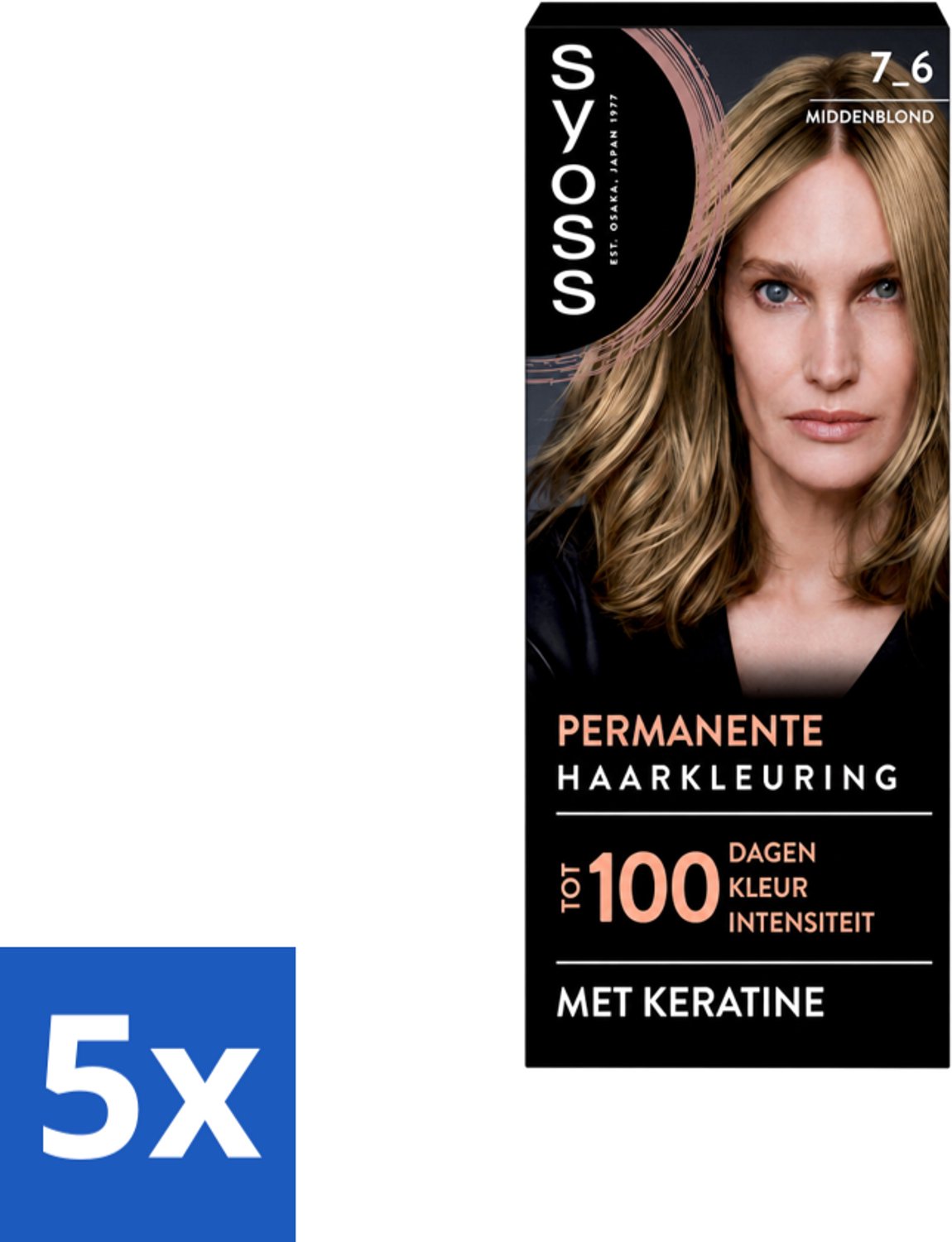 5 x SYOSS - Coloration 7-6 Middenblond - Haarverf - Grijsdekking - Vermindert Haarbreuk - Voordeelverpakking - 5 stuks