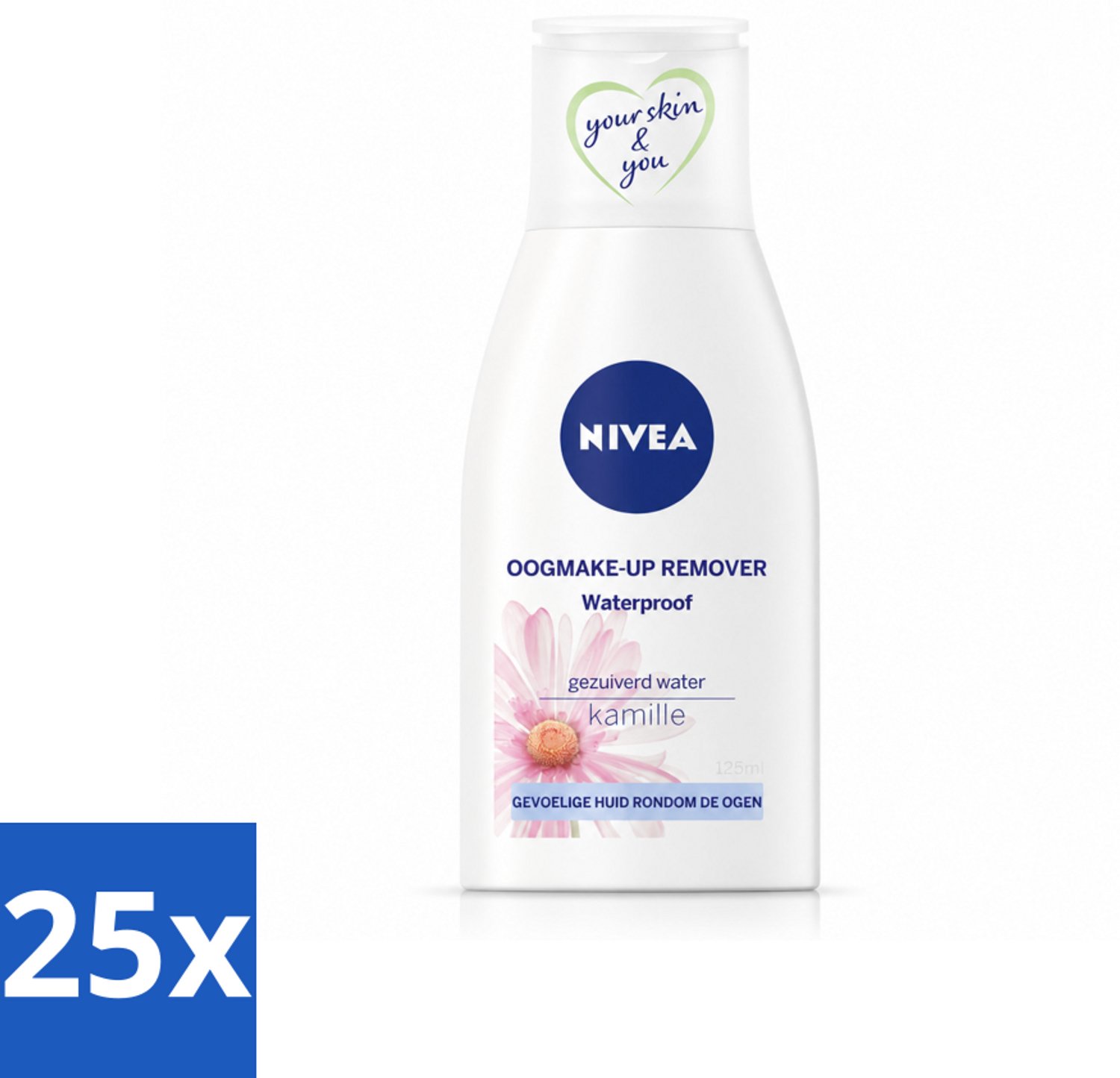 25 x NIVEA - Oogmake-up Verwijderaar - Waterbestendige Make-up Verwijderaar - Voor de gevoelige huid - Met Kamille & Provitamine B5 - 125 ml - Voordeelverpakking - 25 stuks