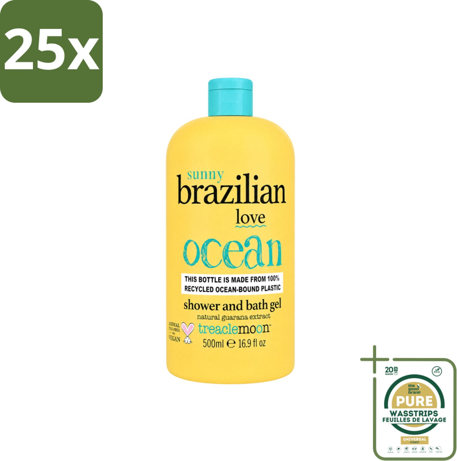 25 x Treaclemoon – Bad- & Douchegel – Brazilian Love – 500 ml - Wasstrips - Bad- En Douchegel - Hydraterend Badmiddel - Zachte Reiniging - Exotische Geur - Huidverzorging