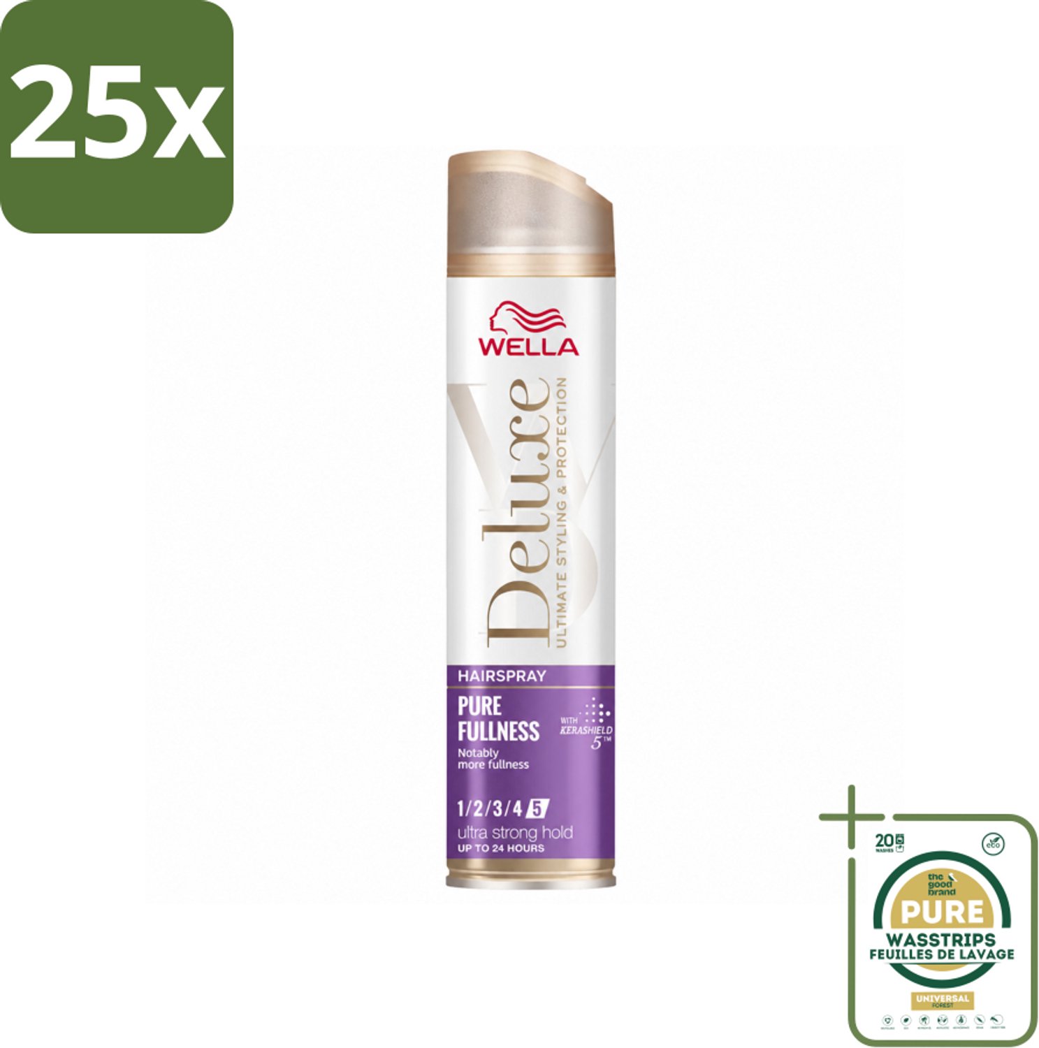 25 x Wella – Deluxe Pure Fullness – Haarspray – 250 ml - Wasstrips - Haarspray - Haar Fixatie - Volume Haar - Glanzend Haar - Anti-pluis