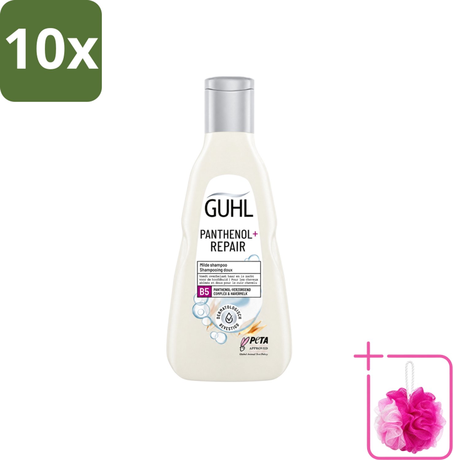 10 x Guhl – Shampoo – Panthenol+ Repair – 250 ml - Bulkverpakking - Hydratatie haar - Douchemop - Herstel shampoo