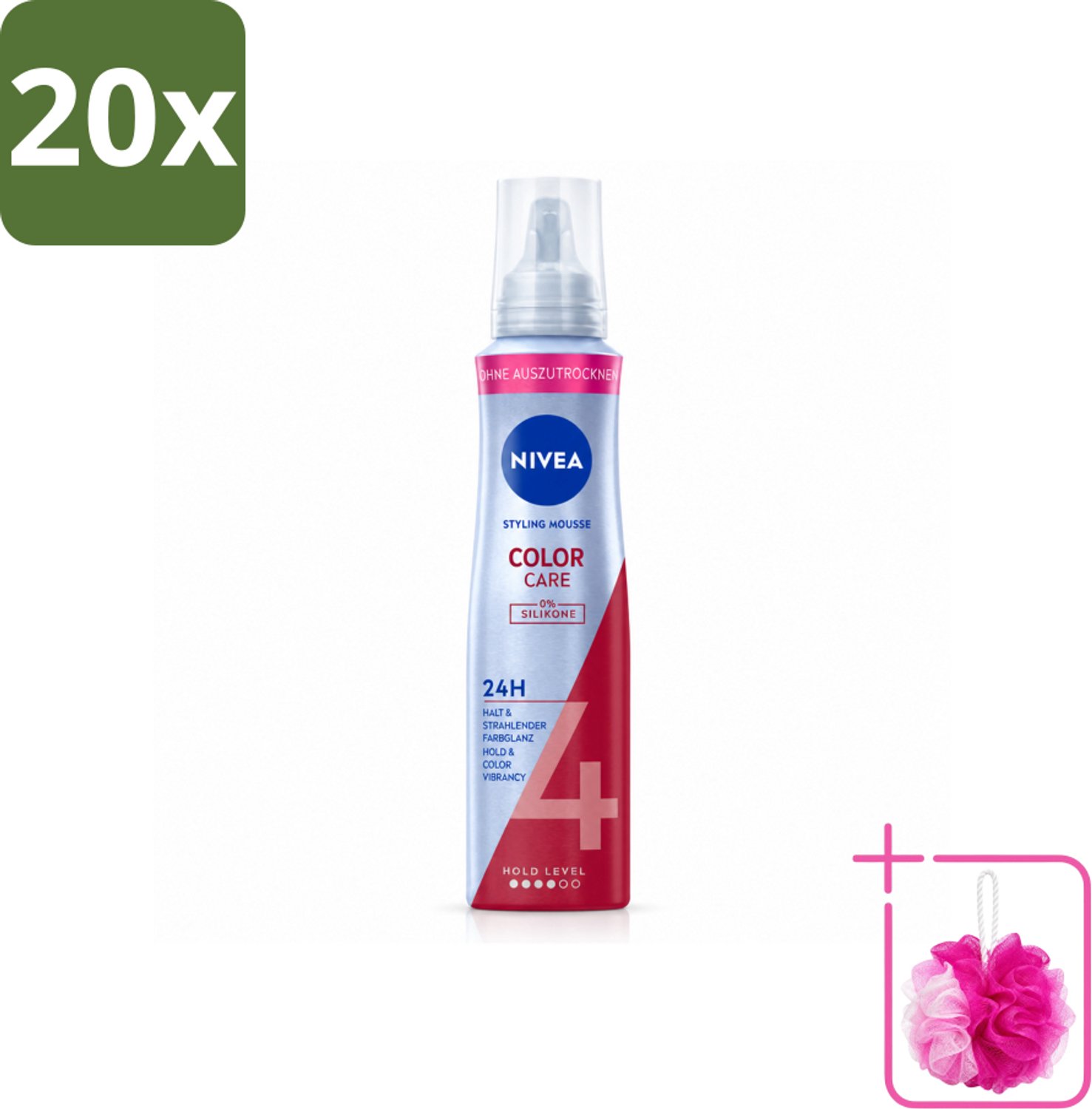 20 x NIVEA – Haarmousse – Color Care & Protect – 150 ml - Bulkverpakking - Haarkleur bescherming - Douchemop - Haarmousse