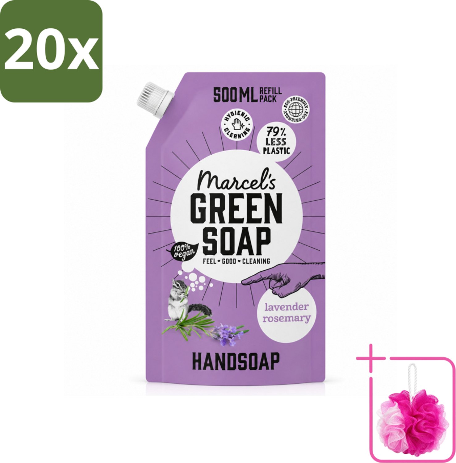 20 x Marcel’s Green Soap – Handzeep Navulling – Lavendel & Rozemarijn – 500 ml - Bulkverpakking - Handzeep - Douchemop - Natuurlijke handzeep