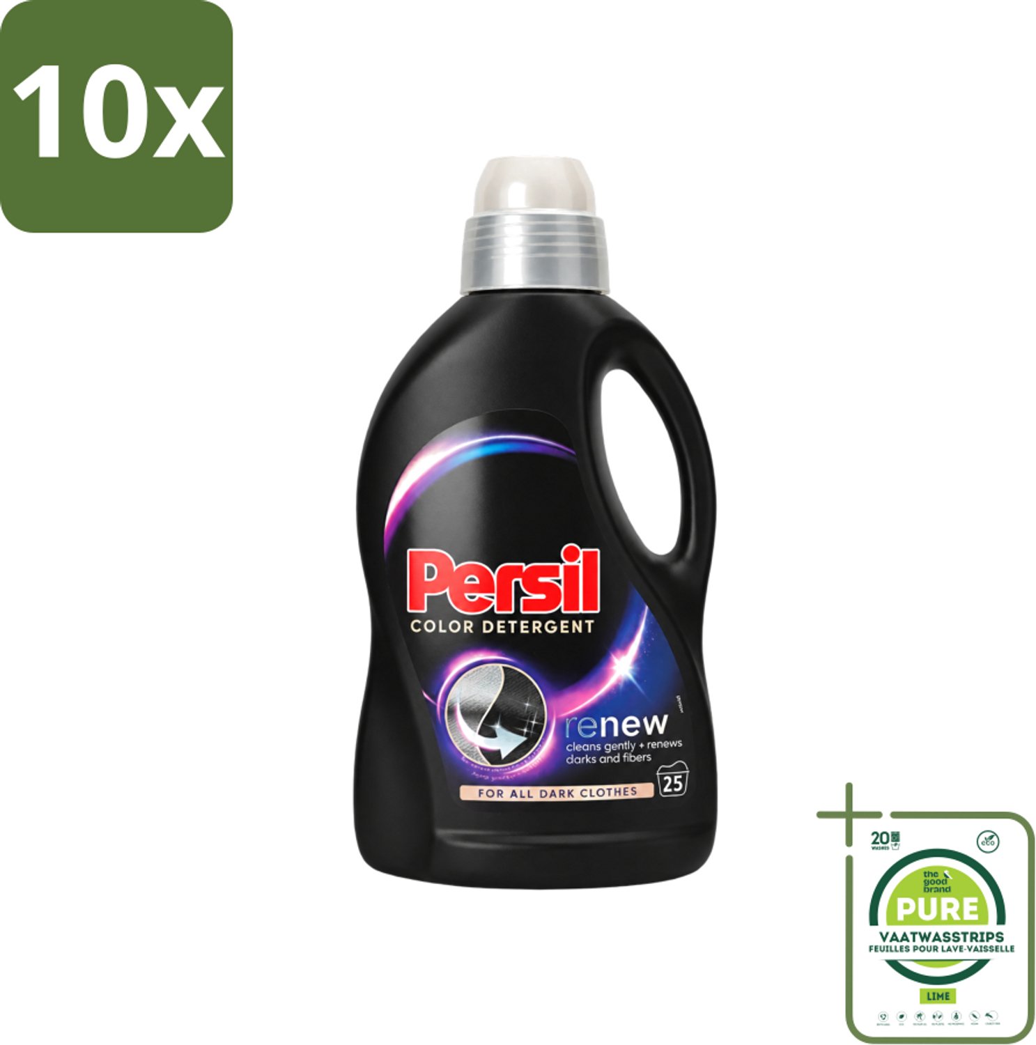 10 x Persil Color Detergent - Vloeibaar Wasmiddel - Donkere Was - 25 Wasbeurten - Grootverpakking - Vaatwasstrips - Donkere Was - Kleurbehoud - Vlekverwijdering - Wasmiddel - Wasbeurten
