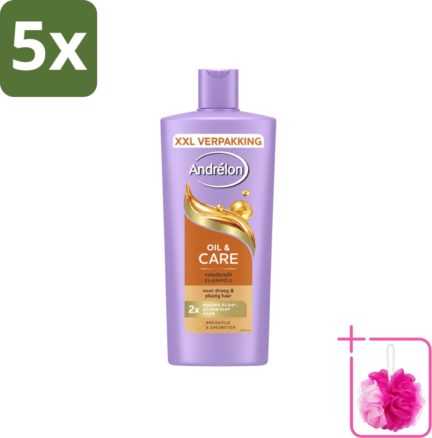 5 x Andrélon – Shampoo – Oil & Care – 685 ml - Bulkverpakking - Haar verzorging - Douchemop - Pluisvoorkomen