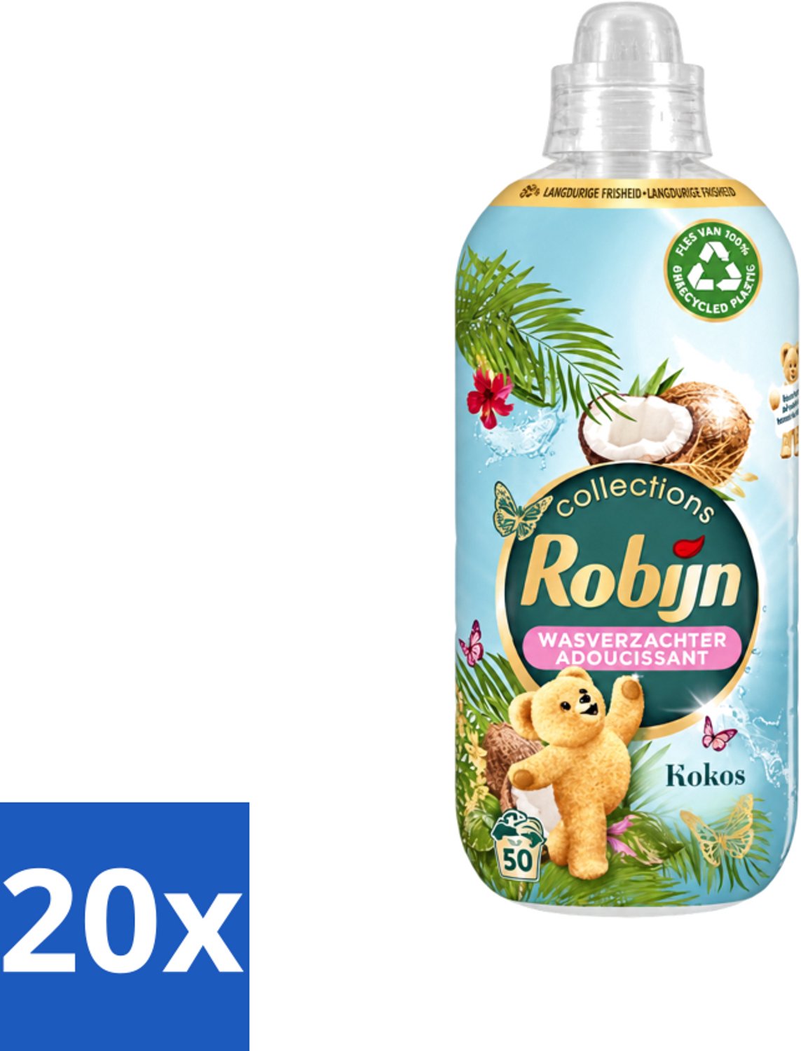 20 x Robijn Collections - Wasverzachter - Kokos - 1,25L - 50 Wasbeurten - Voordeelverpakking - 20 stuks