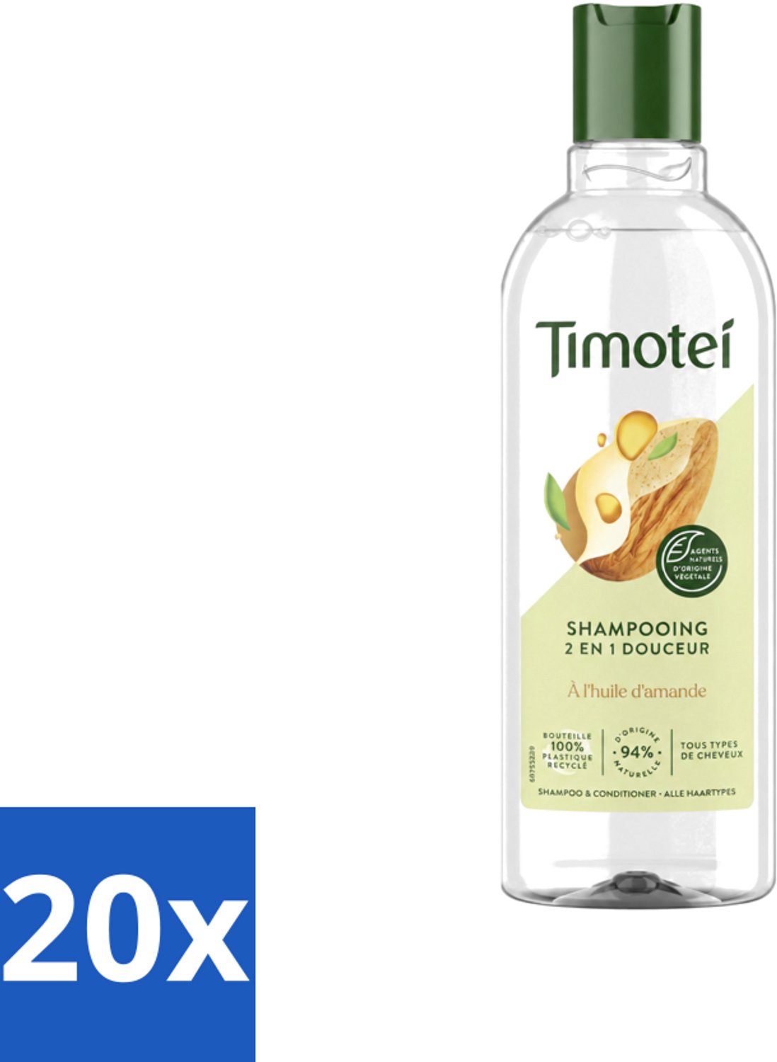 20 x Timotei - Shampoo - Amandelolie - 2in1 - Alle haartypes - 300ml - Voordeelverpakking - 20 stuks