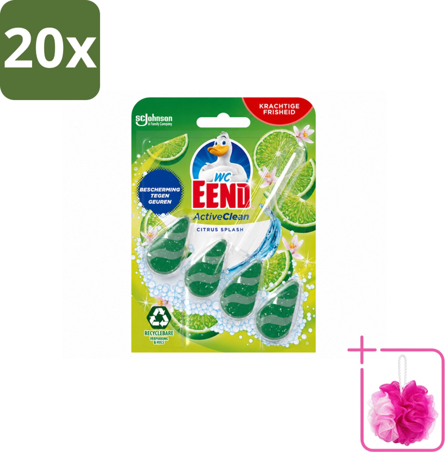 20 x WC Eend – Toiletblok – Active Clean – Citrus – 38 g - Bulkverpakking - Toiletblok - Douchemop - Toilet reinigen