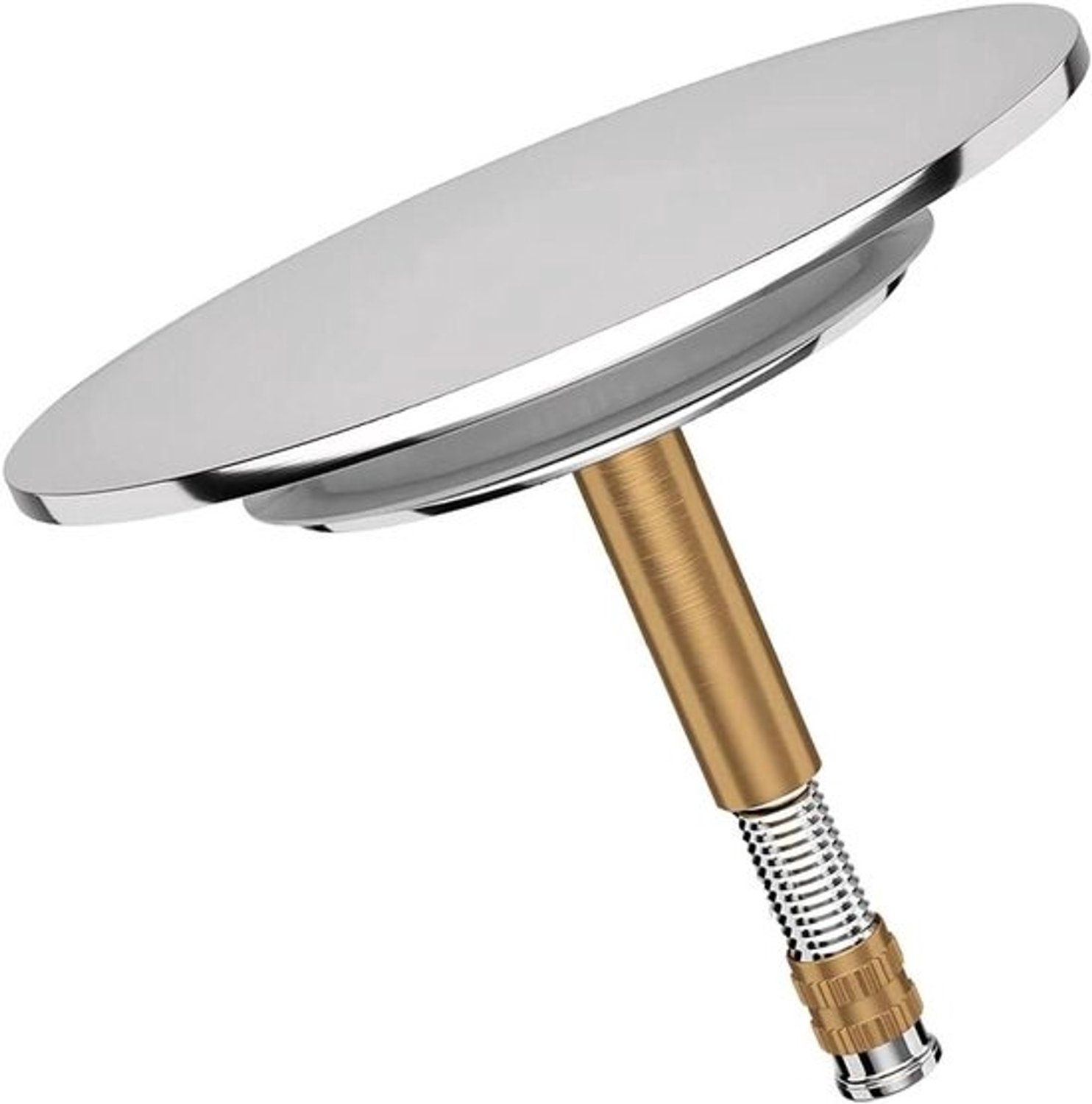 Universele badstop - Afsluitdop voor bad - Houdt water vast - Roestvrij messing - 70 mm diameter - Zilver chroom