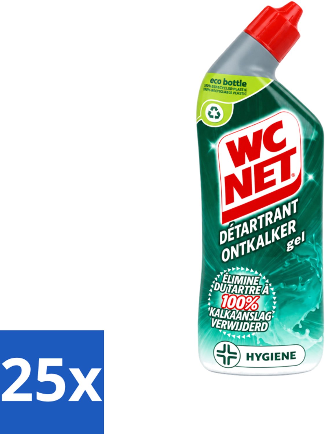 25 x WC Net - Toiletreiniger - Gel - Ontkalkt - Gerecycled Materiaal - 750 ml - Voordeelverpakking - 25 stuks