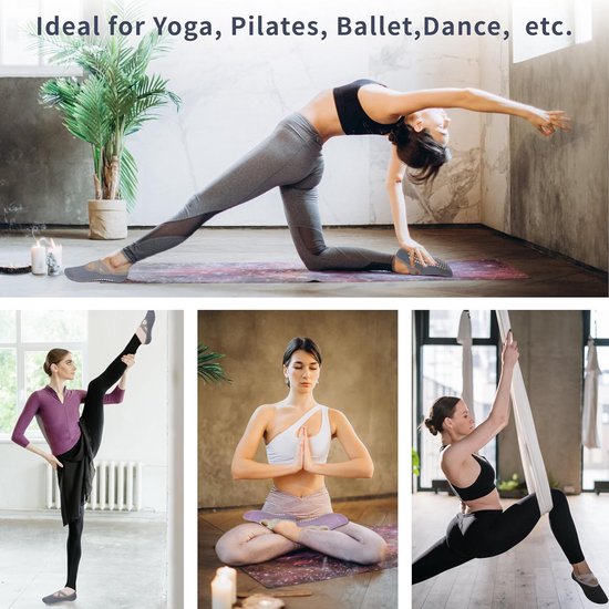4 Paar Antislip Sokken Dames - Yoga, Pilates, Dans - Kruisband — afbeelding 3