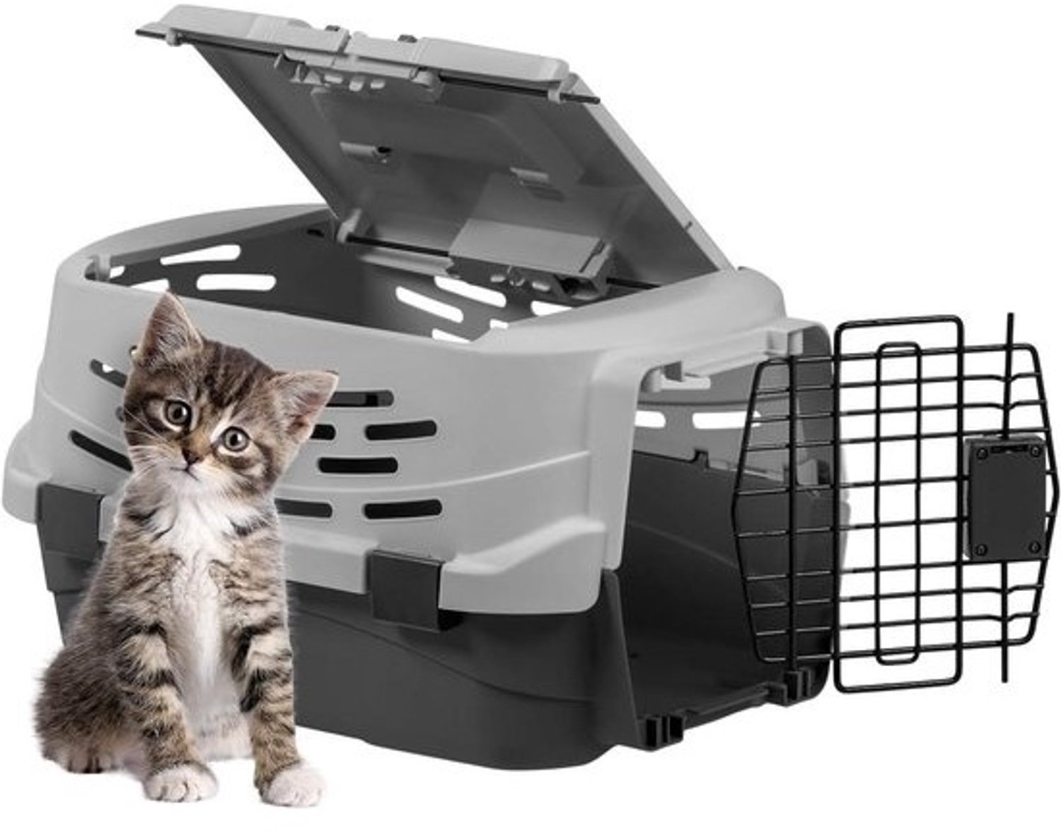 Transportbox voor huisdieren - Dierentransport - Voor veilig vervoer - 360 graden ventilatie - 365 liter - Grijs