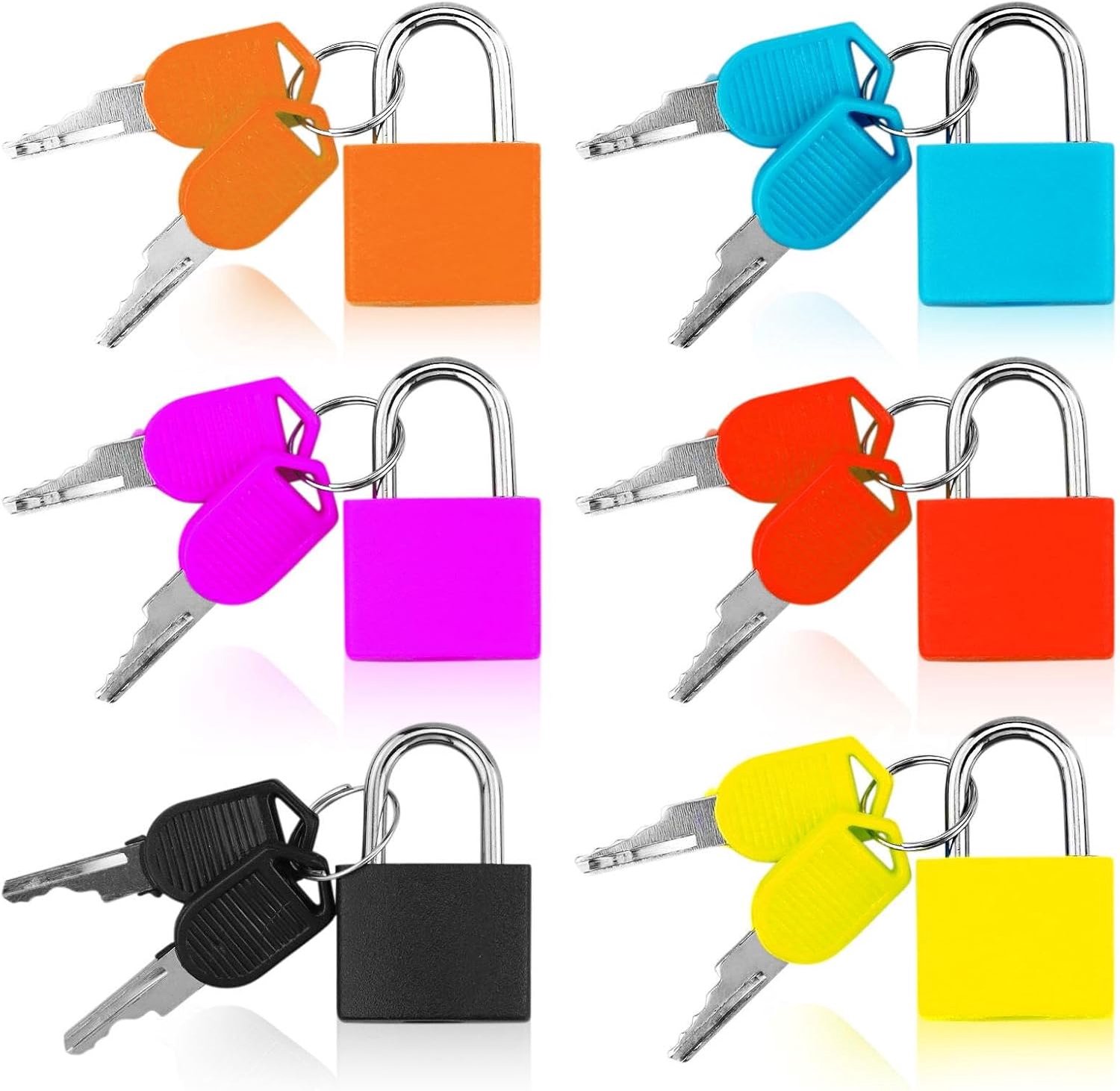 6x Mini Hangslotjes met Sleutel - Kleurrijk - Koffer & Lockerslot