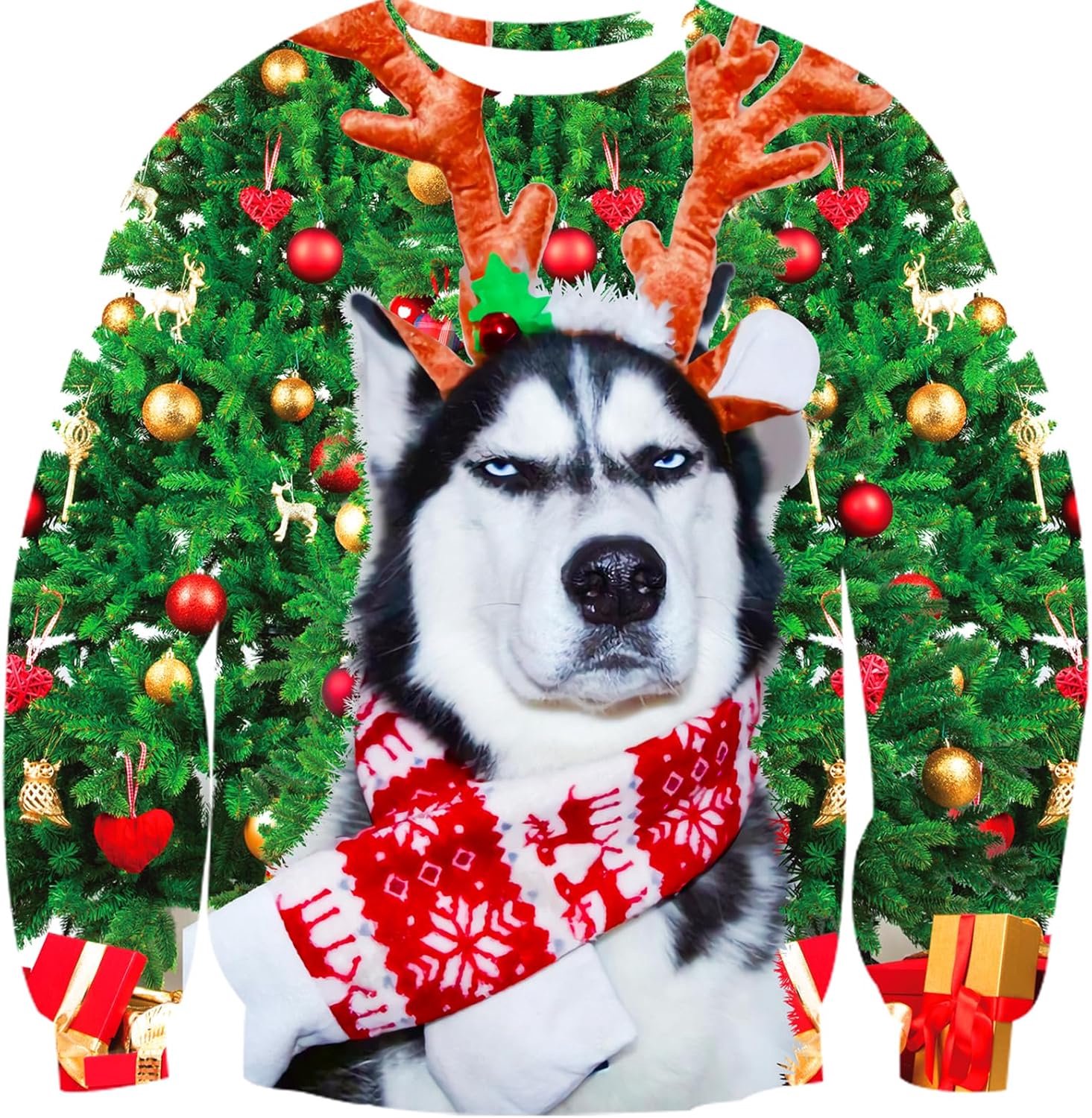 3D-kersttruien, nieuwigheid Kerstmis, dier, elf, bedrukt sweatshirt, lange mouwen, T-shirt