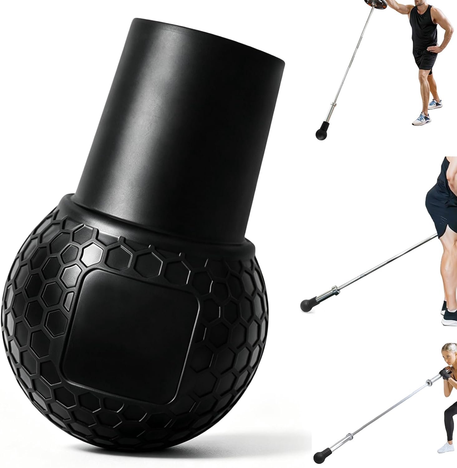 Landmine opzetstuk lange halter 50mm - rubber - antislip basis - krachttraining - Vemera
