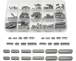 Assortiment van 175 Stuks Verende Wedges met Ronde Kop voor Mechanische Toepassingen - Diverse Maten 3/4/5/6/8 mm voor Efficiënte Aandrijving en Precisiewerk