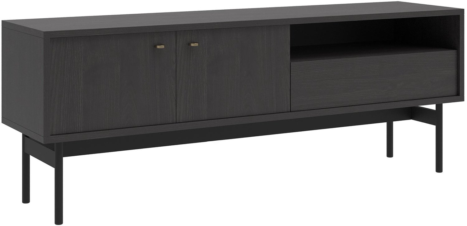 Selsey Olar II – TV-meubel met 2 deuren, 1 lade en 1 open vak - Zwart portland essenhout - 154 cm
