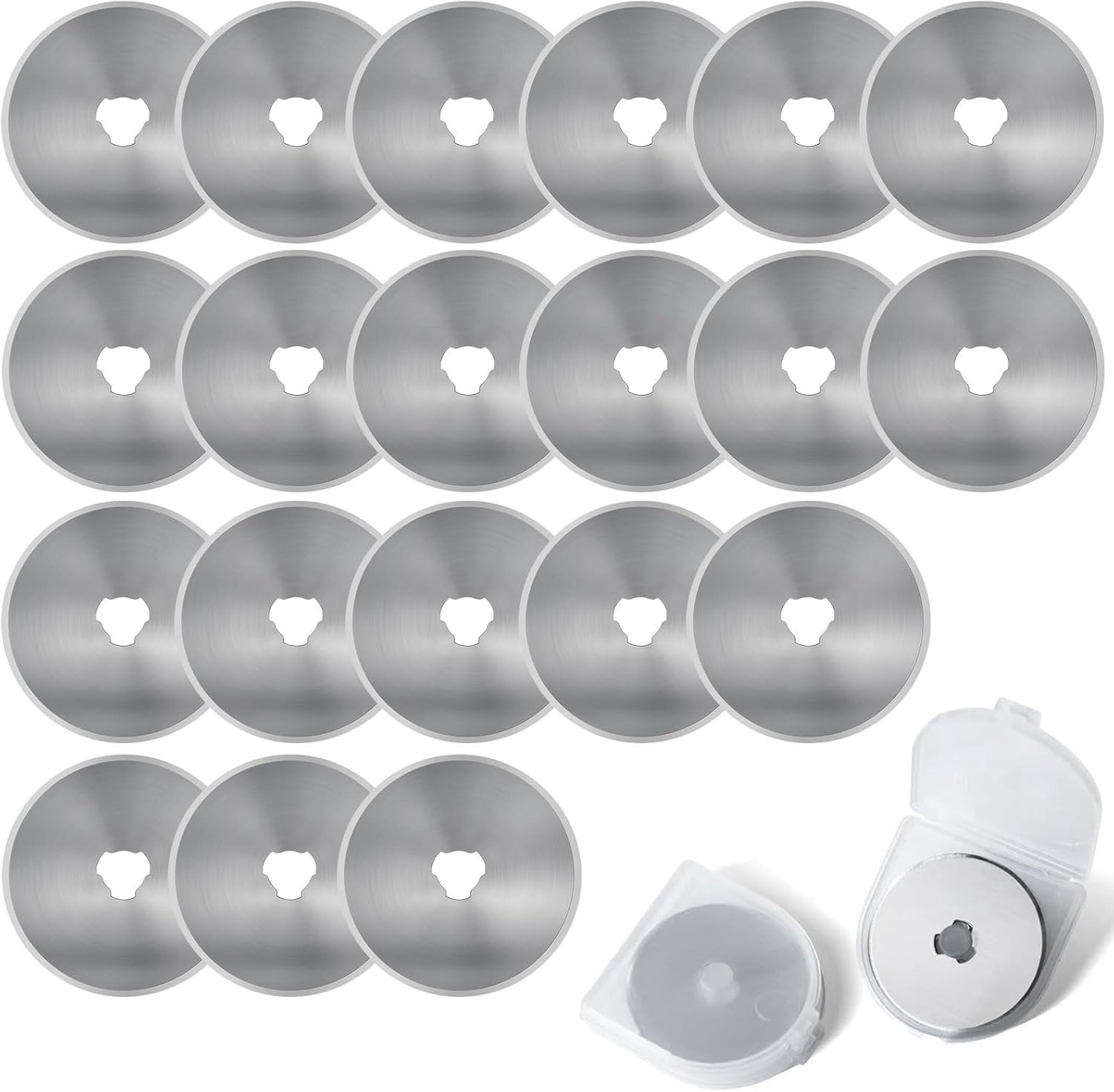 20 Stuks Vervangende Snijbladen voor Rolsnijders, 45 mm, RVS, Voor Stof, Papier en Quilten met Opbergdoos