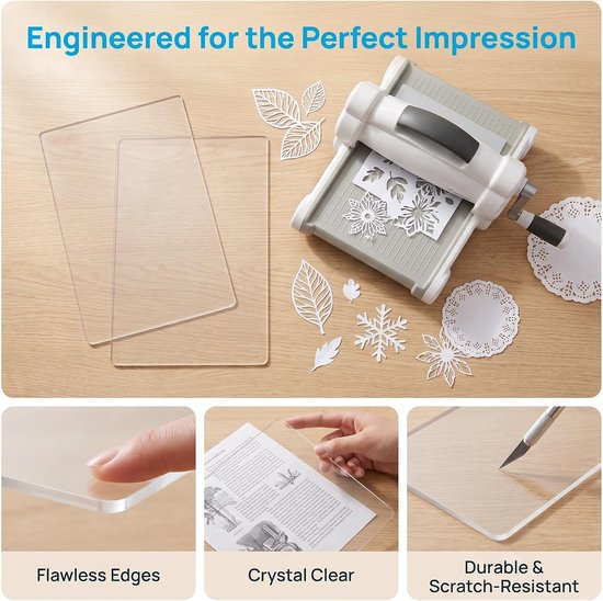 2 Stuks Heldere Acryl Snijplaten Dik Cut Machine Stabiele Ondersteuning Precieze Positionering Geschikt voor Papier Embossen Knutselprojecten — afbeelding 5