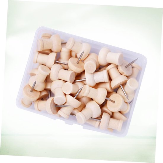 120 Stuks houten punaises kurk bosachtige inrichting duw kindermodel vissersboot houten decor prikbord creatieve punaise duimspijkers visgraat versieren pin Bamboe — afbeelding 3