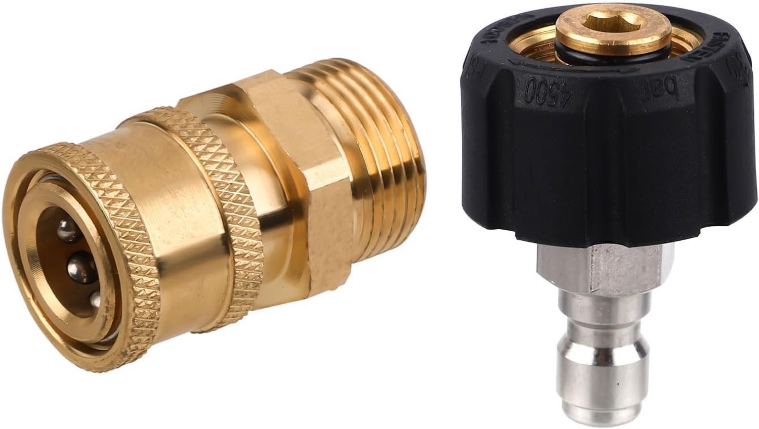 2 Stuks Drukreiniger Adapter, M22-14mm naar 1/4 Inch Snelle Aansluiting, Slangverbindingen en Ontkoppelbare Kit voor Drukreiniger en Pomp