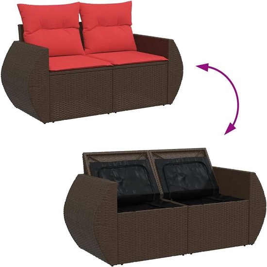 Poly rattan waterdicht met opbergfunctie loungeset voor tuin terras 5 delig — afbeelding 2