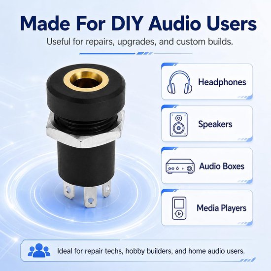 5 stuks stereo-jackstekkers 3,5 mm, stereo-stekker met stereo-moer PJ-392A om te solderen, 3-polige audio-aansluitingen van nylon met vernikkeld contacten voor reparatie van hoofdtelefoon microfoon — afbeelding 2