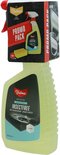 Valma Insectfree promo pack met gele sprayfles, een gratis gele spons en "before & after" afbeeldingen van een schone auto.