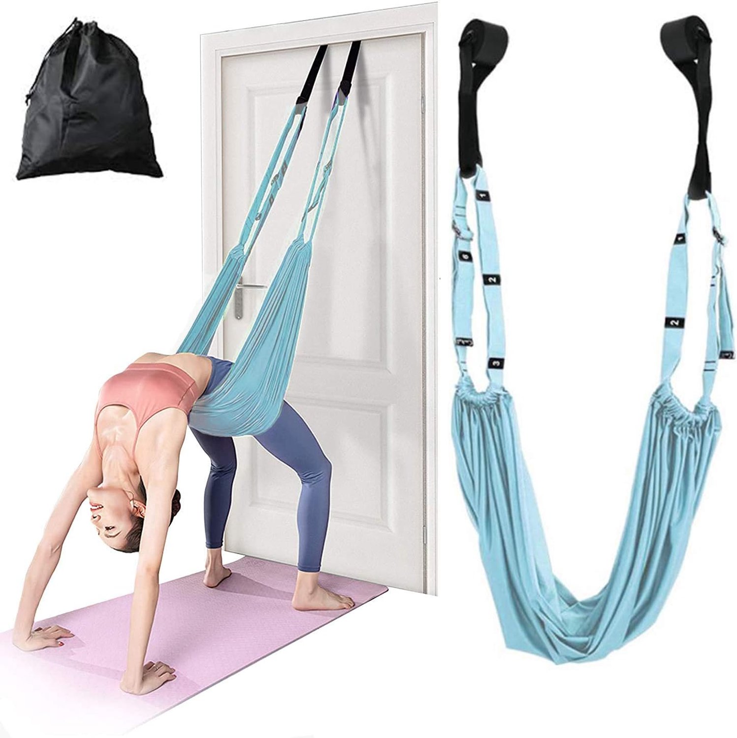 Multifunctionele taille-oefenband - taille rug buighulp trainer flexibiliteit en yoga stretching been stretcher riem w/deuranker voor dans, gymnastiek, training fitness (upgrade-blauw)
