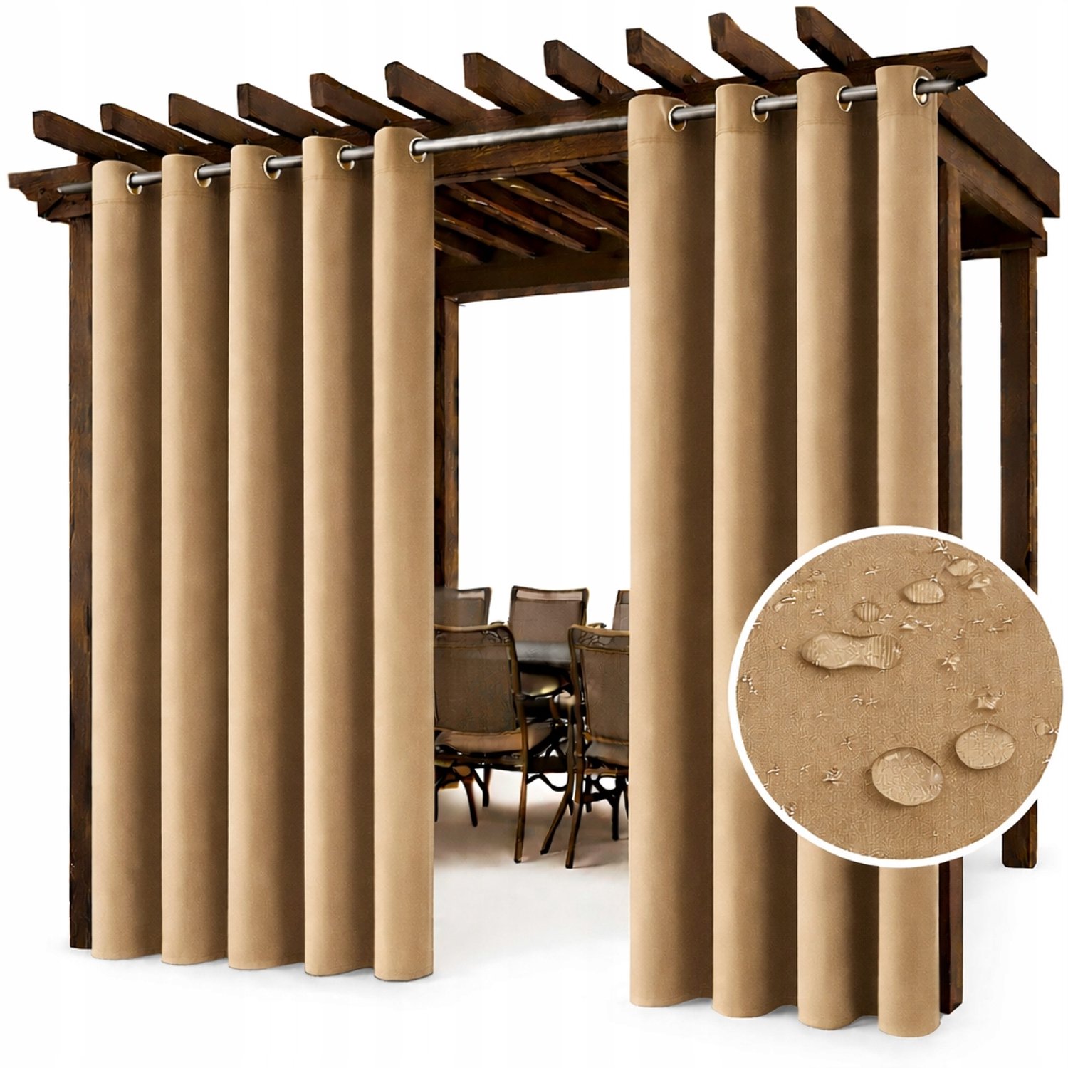 Waterdichte Tuindoek Gordijn 155x200cm voor Pergola & Paviljoen - Beige
