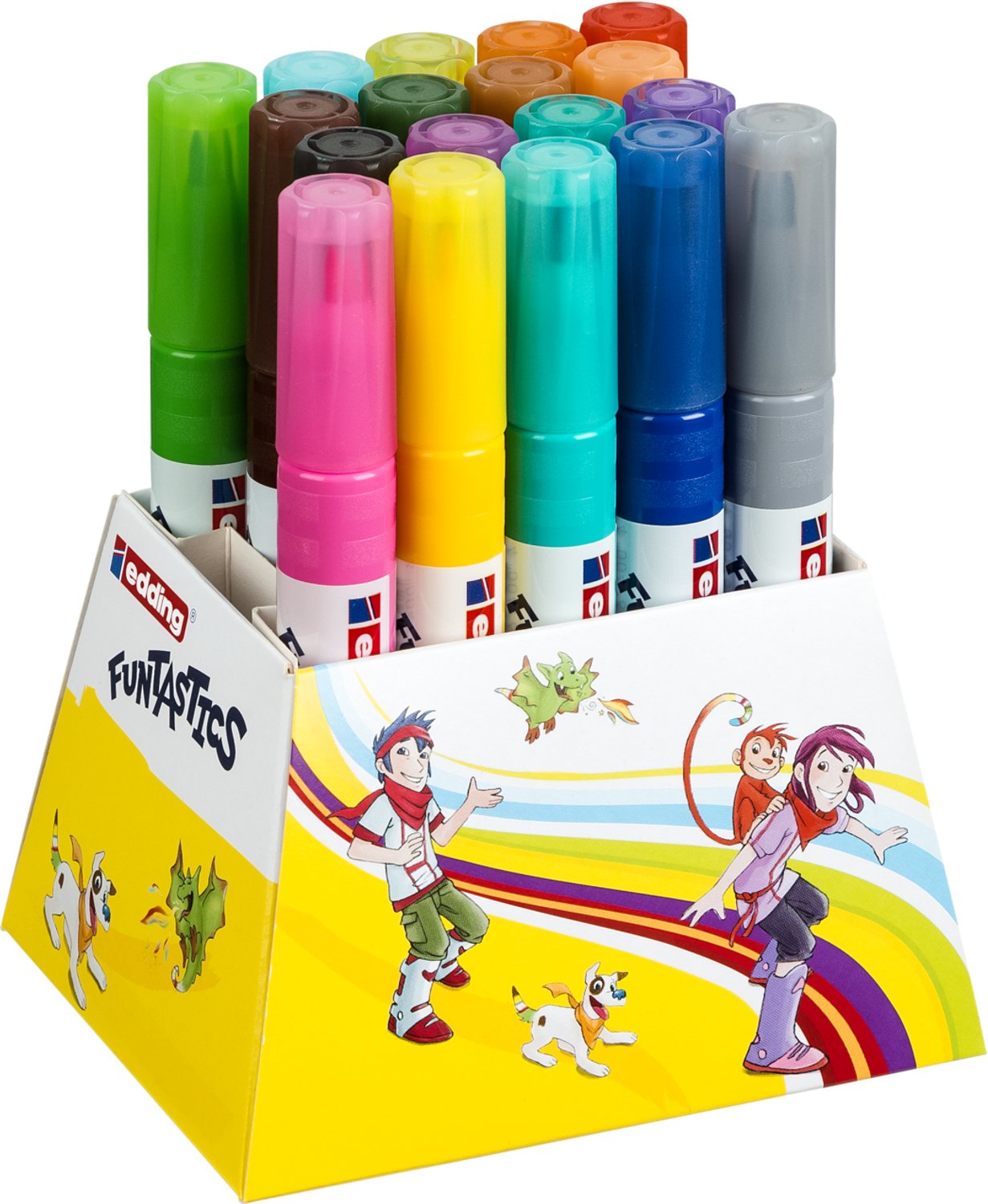 edding 14 FUNTASTICS - kleurstiften voor kinderen - set van 18 - ronde punt 3 mm - voor kleurplezier op papier en karton - afwasbaar van huid en textiel - zomervakantie - kindercadeau — afbeelding 5