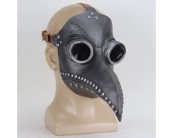 Steampunk Pest Dokter Vogelmasker Latex Halloween Kostuum Vogel Lange Neus Punk, Zwart 1, One size